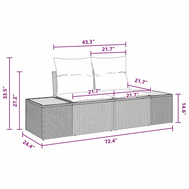 vidaXL Garden Sofa Set with Cushion 5 pcs Black Poly rattan