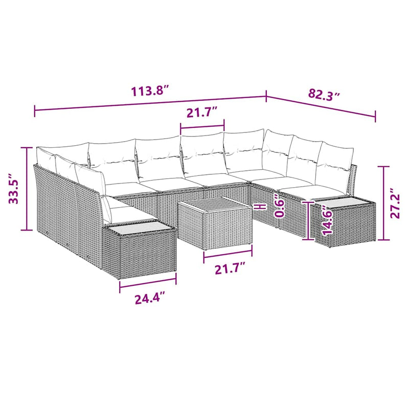 vidaXL Garden Sofa Set with Cushion 5 pcs Black Poly Rattan