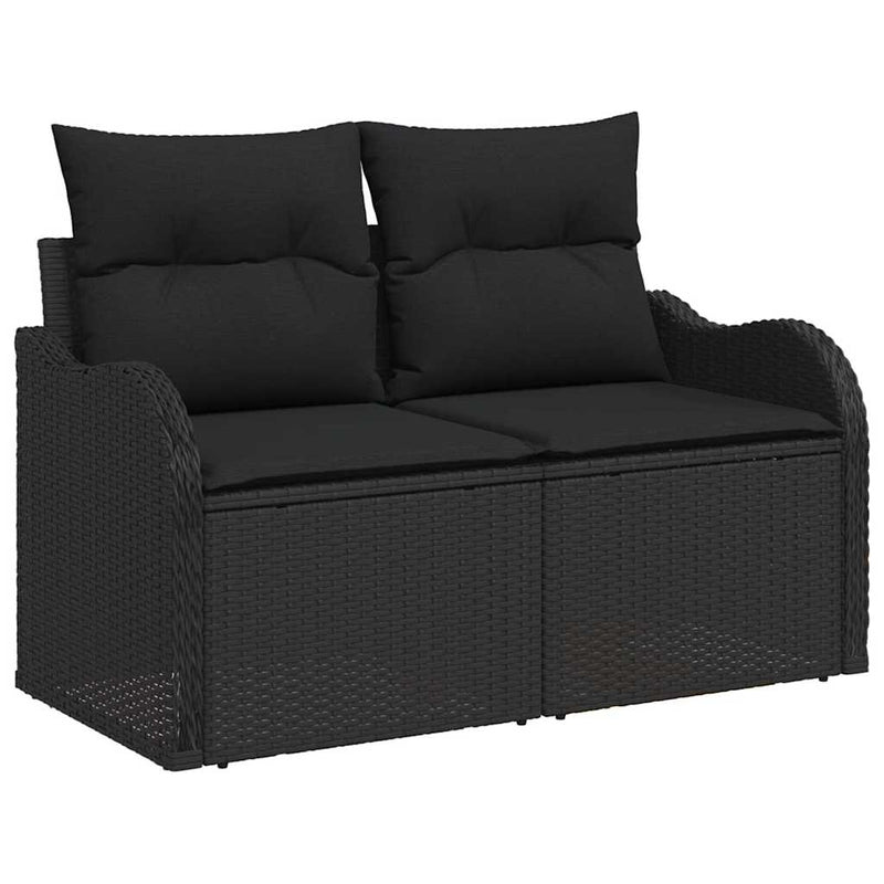 vidaXL Garden Sofa Set with Cushion 8 pcs Black Poly rattan