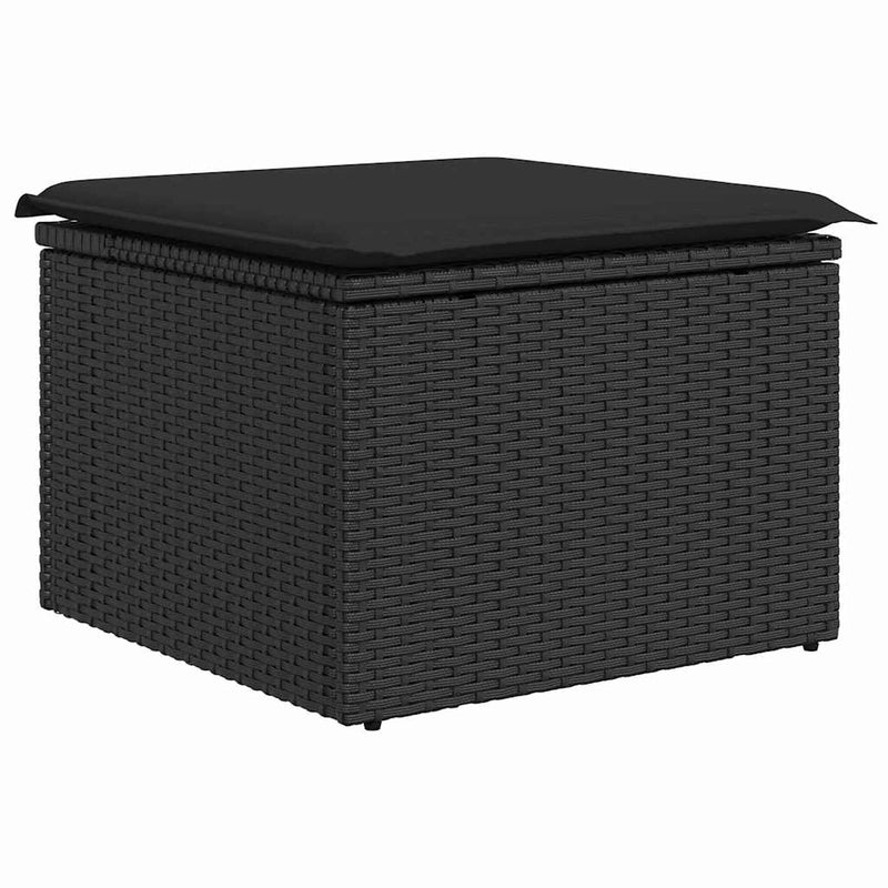 vidaXL Garden Sofa Set with Cushion 8 pcs Black Poly rattan