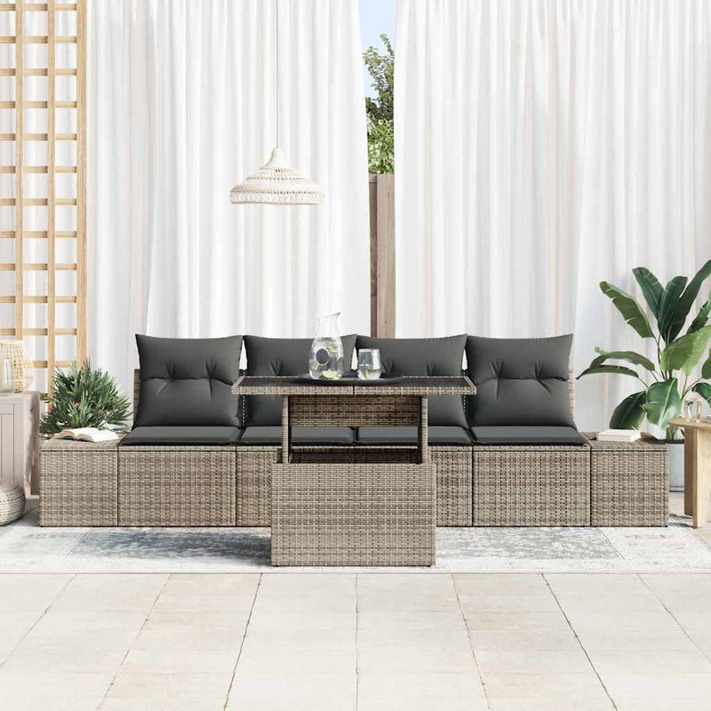 vidaXL Garden Sofa Set 5 pcs Grey Poly Rattan & Powder-Coated Steel