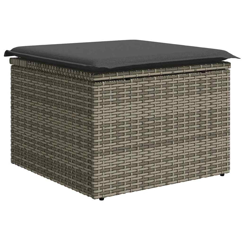 vidaXL Garden Sofa Set with Storage 8 pcs Grey Poly rattan