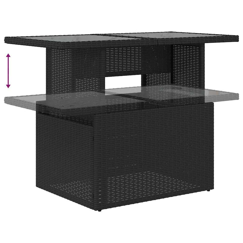 vidaXL Garden Sofa Set with Storage 10 pcs Black Poly rattan