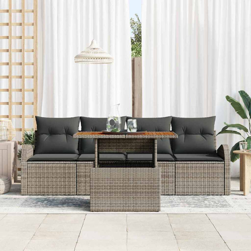 vidaXL Garden Sofa Set with Storage 5 pcs Grey Poly rattan