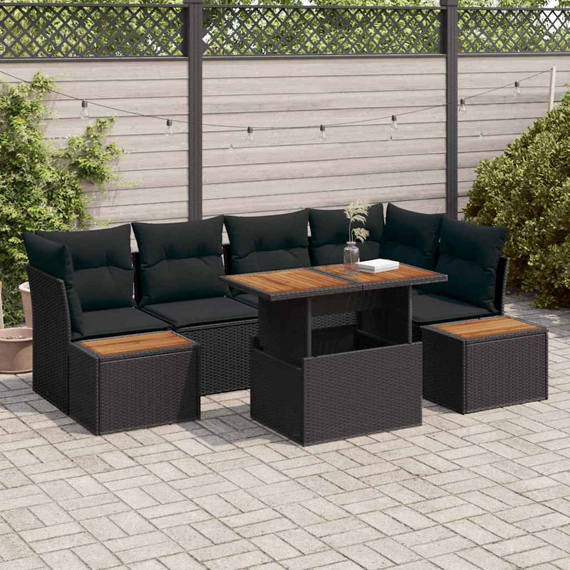 vidaXL Garden Sofa Set with Storage 10 pcs Black Poly rattan