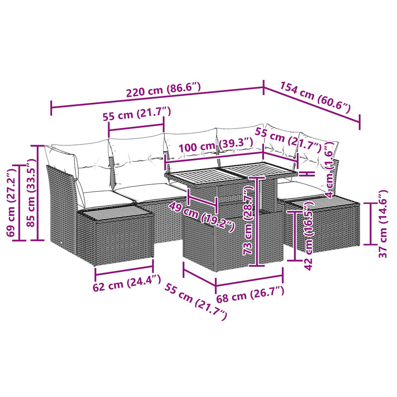 vidaXL Garden Sofa Set with Storage 10 pcs Black Poly rattan