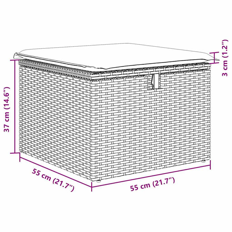 vidaXL Garden Sofa Set 6 pcs Grey Poly Rattan and Powder-Coated Steel