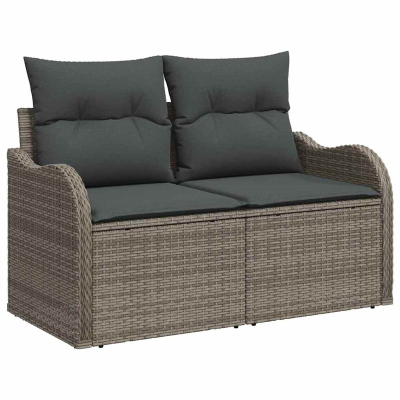 vidaXL Garden Sofa Set with Cushion 9 pcs Grey Poly rattan