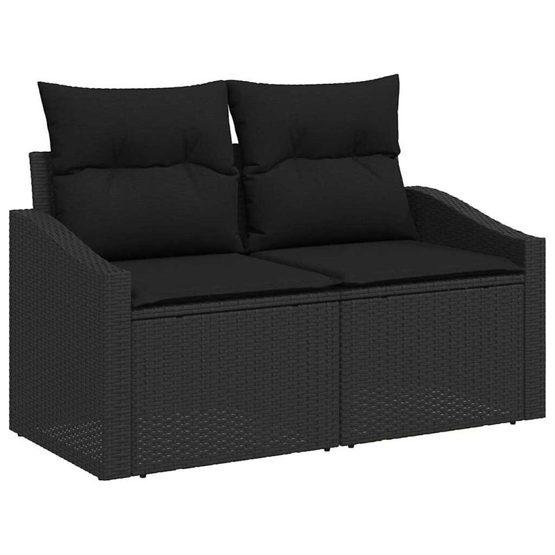 vidaXL Garden Sofa Set with Cushion 6 pcs Black Poly Rattan