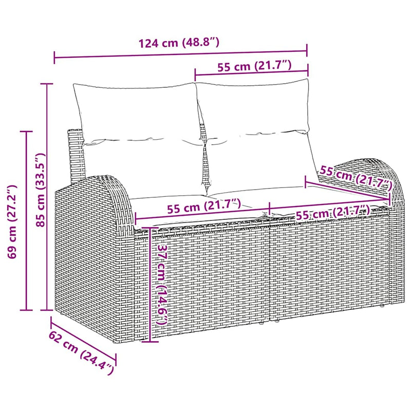 vidaXL Garden Sofa Set with Cushion 5 pcs Black Poly rattan