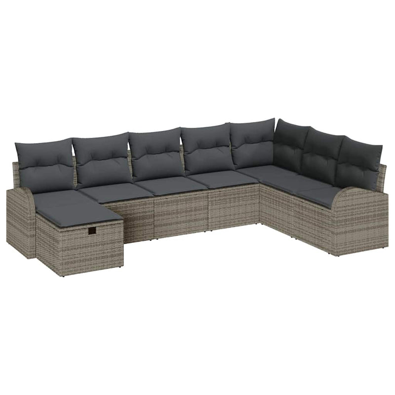 vidaXL Garden Sofa Set with Cushion 8 pcs Grey Poly rattan