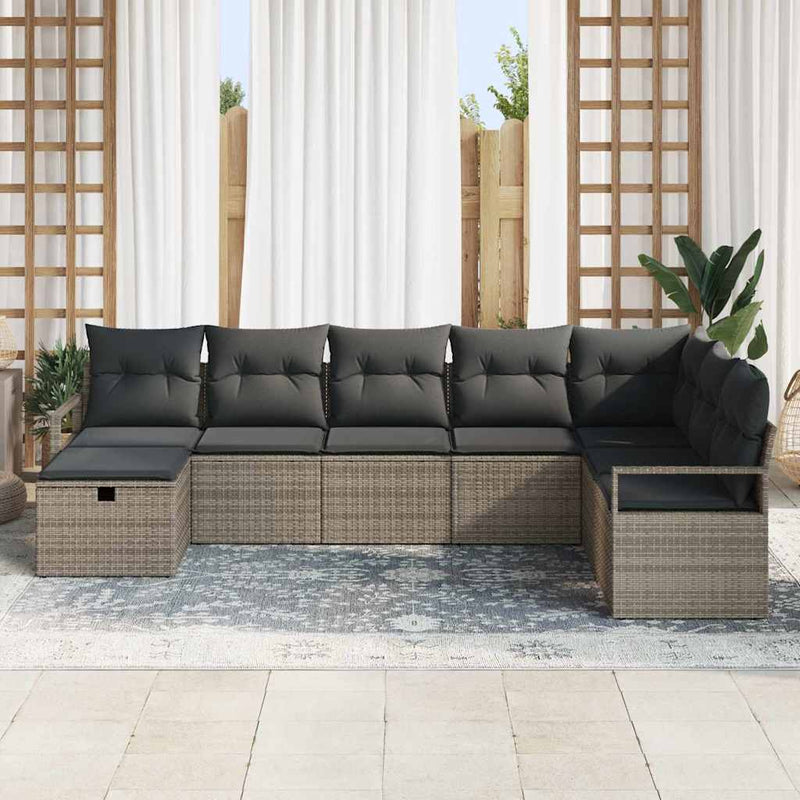 vidaXL Garden Sofa Set 8 pcs Grey Poly rattan