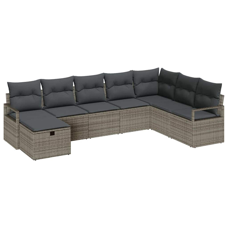 vidaXL Garden Sofa Set 8 pcs Grey Poly rattan