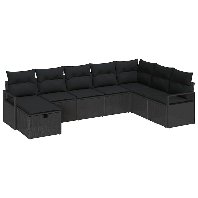 vidaXL Garden Sofa Set 8 pcs Black Poly rattan