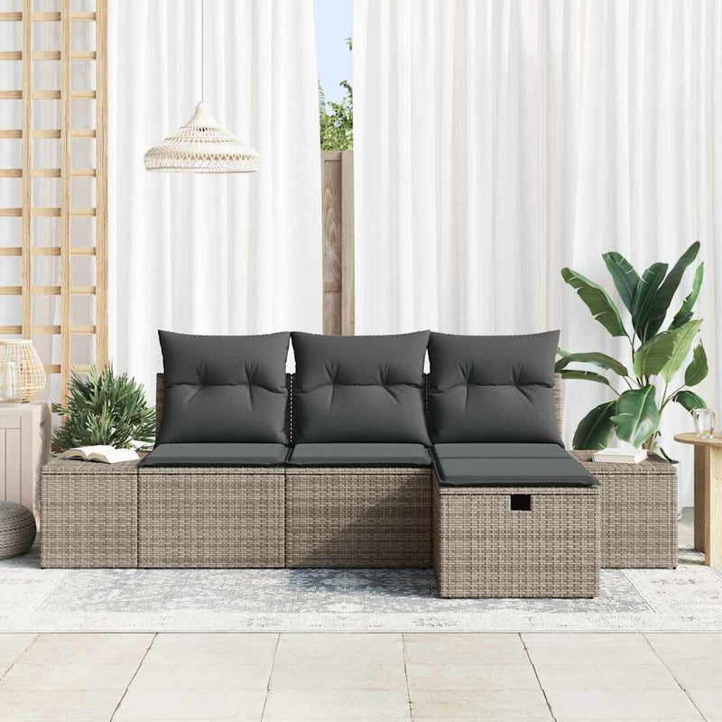 vidaXL Sofa Set with Cushion 4 pcs Poly Rattan