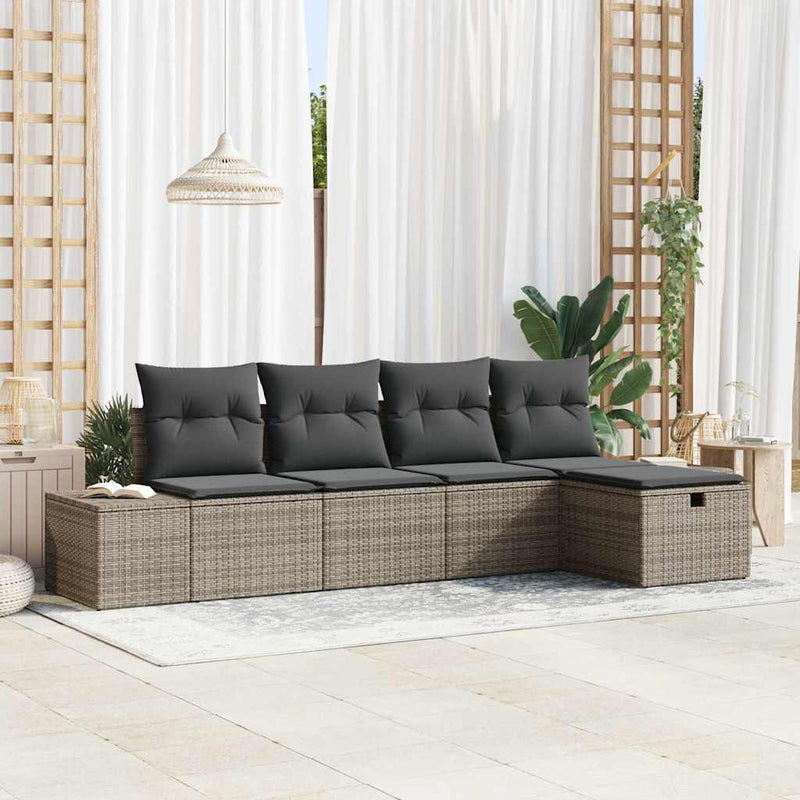 vidaXL Sofa Set with Cushion 5 pcs Poly Rattan