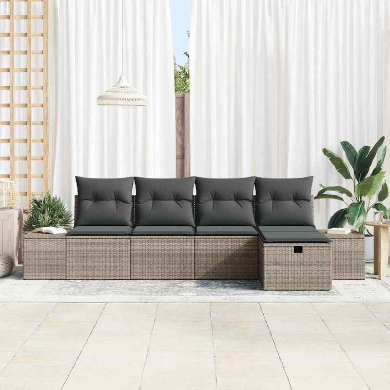 vidaXL Sofa Set with Cushion 5 pcs Poly Rattan