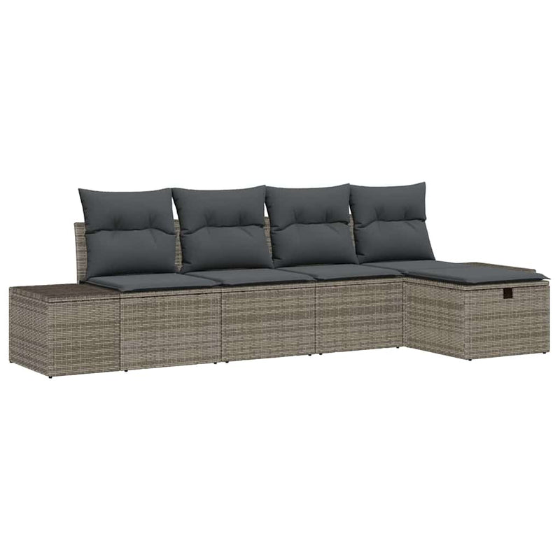 vidaXL Sofa Set with Cushion 5 pcs Poly Rattan
