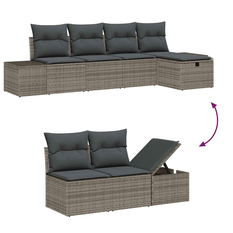 vidaXL Sofa Set with Cushion 5 pcs Poly Rattan