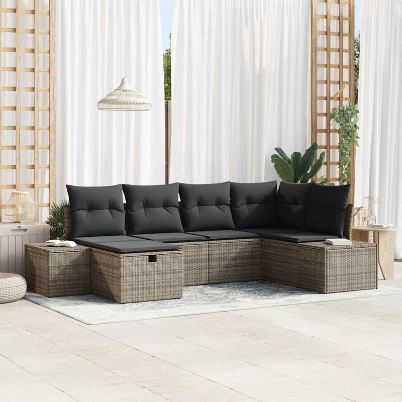 vidaXL Sofa Set with Cushion 7 pcs Poly Rattan