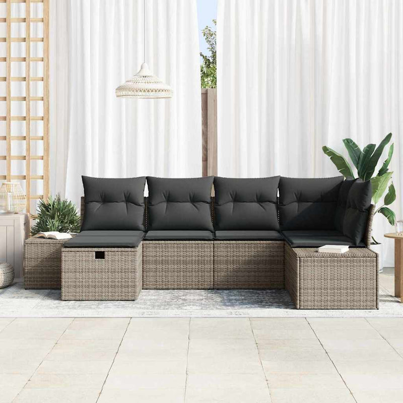 vidaXL Sofa Set with Cushion 7 pcs Poly Rattan