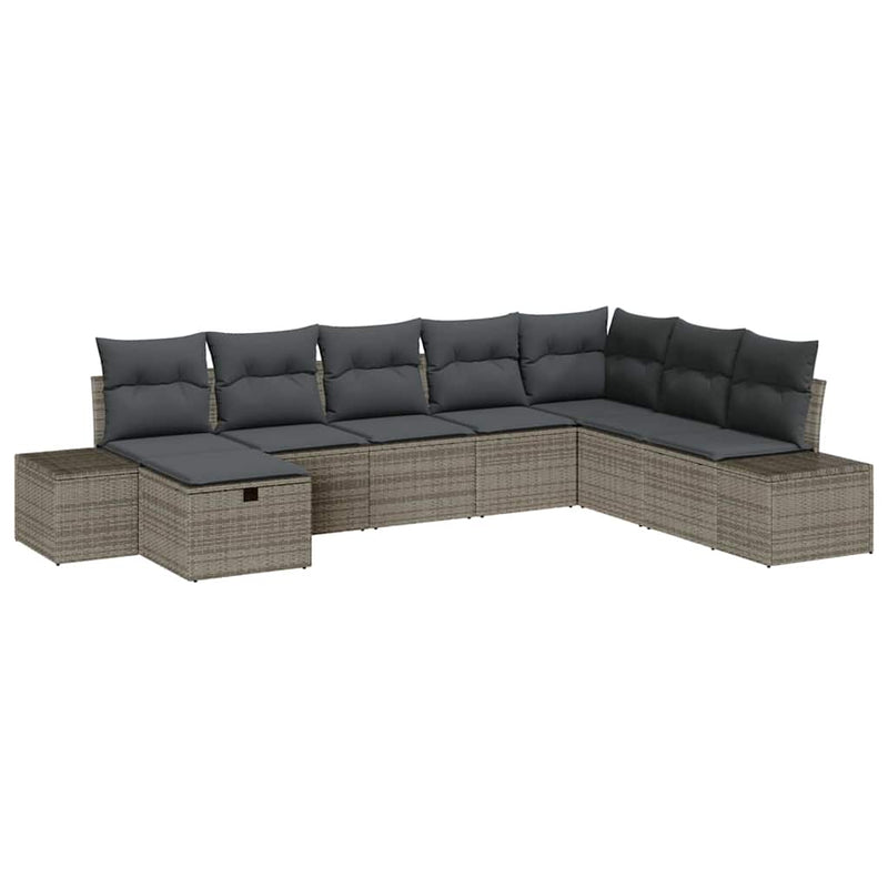 vidaXL Garden Sofa Set with Pillow 8 pcs Grey Poly rattan