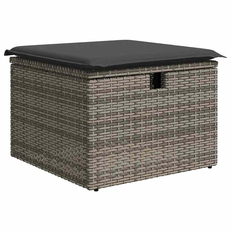 vidaXL Garden Sofa Set with Cushion 9 pcs Grey Poly rattan