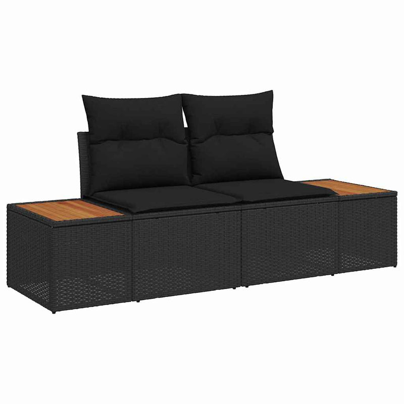 vidaXL Garden Sofa Set with Pillow 8 pcs Black Poly rattan