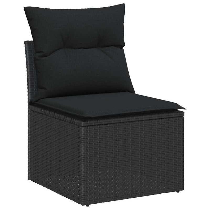 vidaXL Garden Sofa Set with Pillow 8 pcs Black Poly rattan