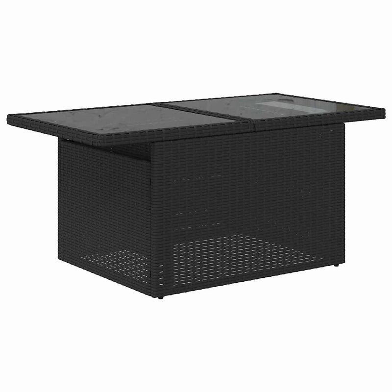 vidaXL Garden Sofa Set Height-Adjustable 6 pcs Black Poly Rattan