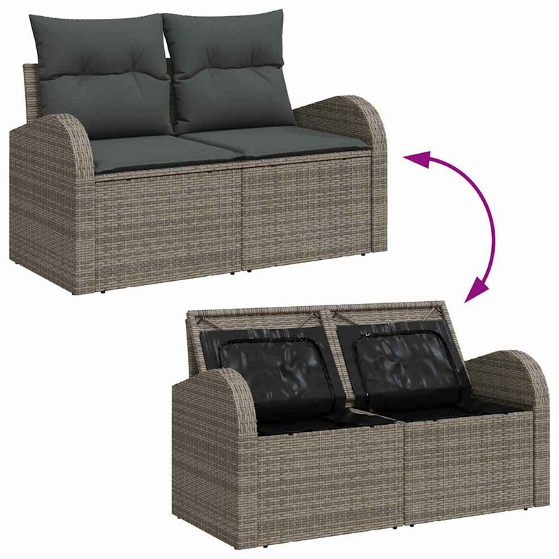 vidaXL Garden Sofa Set Height-Adjustable 8 pcs Grey Poly Rattan