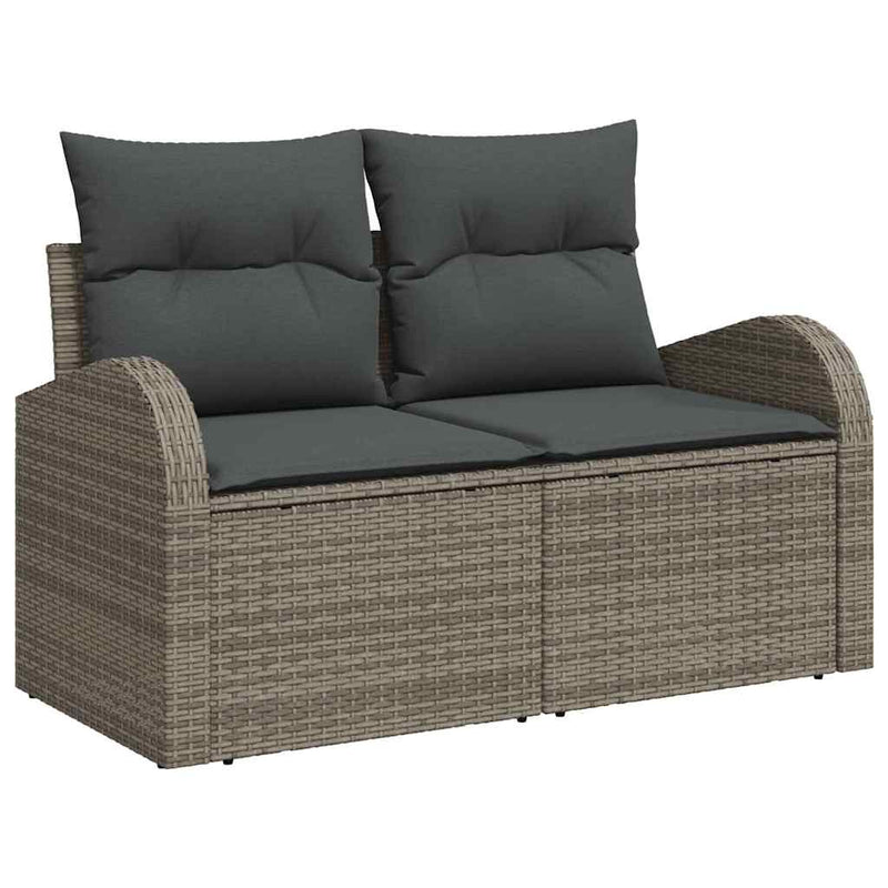 vidaXL Garden Sofa Set Height-Adjustable 9 pcs Grey Poly Rattan
