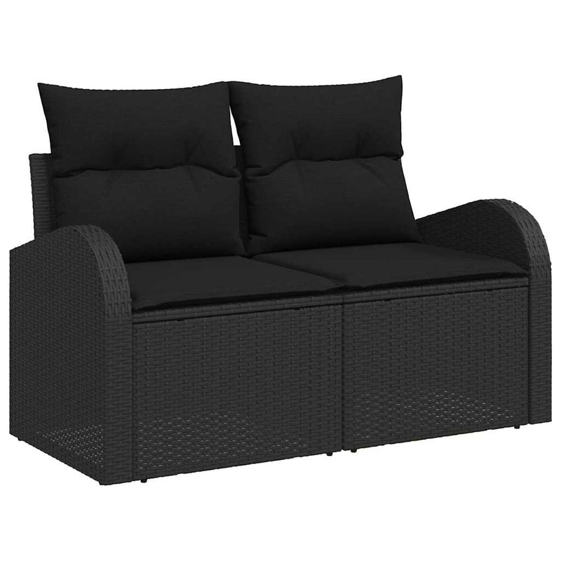 vidaXL Garden Sofa Set Height-Adjustable 9 pcs Black Poly Rattan