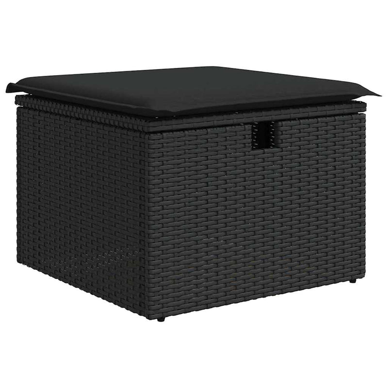 vidaXL Garden Sofa Set Height-Adjustable 9 pcs Black Poly Rattan