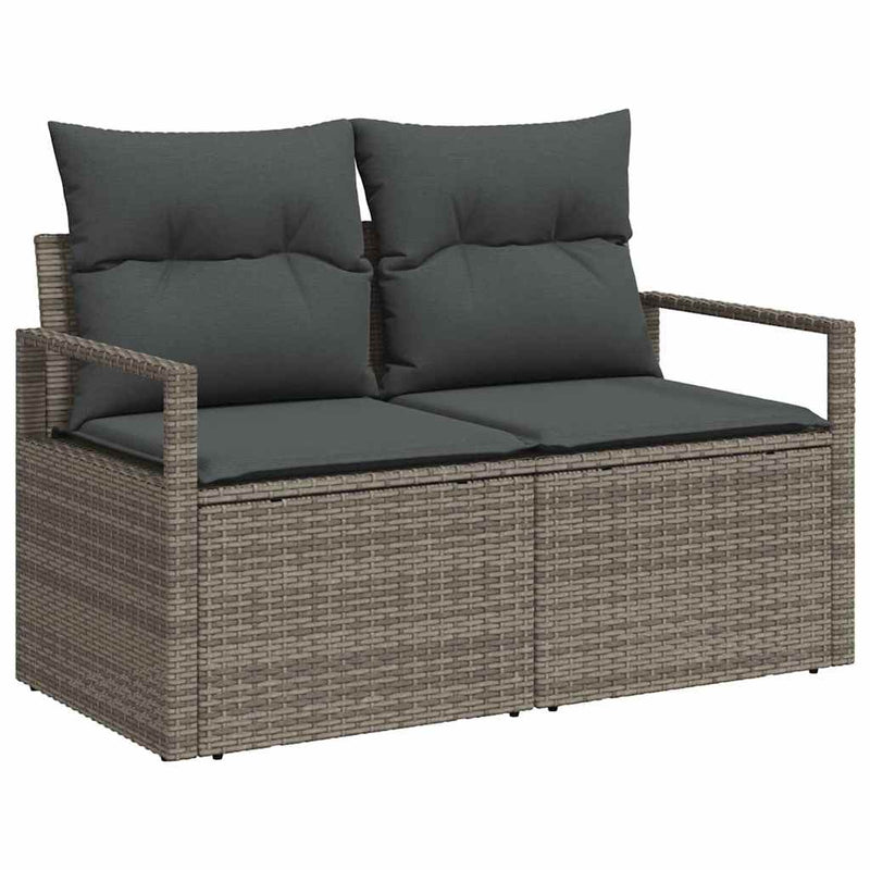 vidaXL Garden Sofa Set Height-Adjustable 8 pcs Grey Poly Rattan