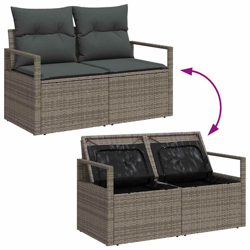 vidaXL Garden Sofa Set Height-Adjustable 8 pcs Grey Poly Rattan