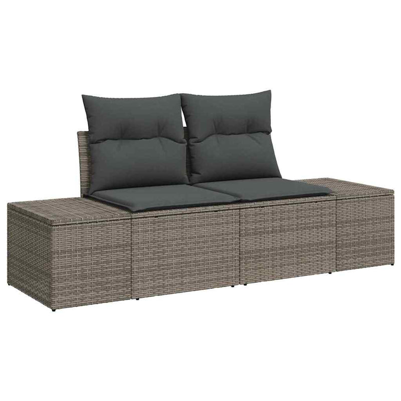 vidaXL Garden Sofa Set Height-Adjustable 7 pcs Grey Poly Rattan