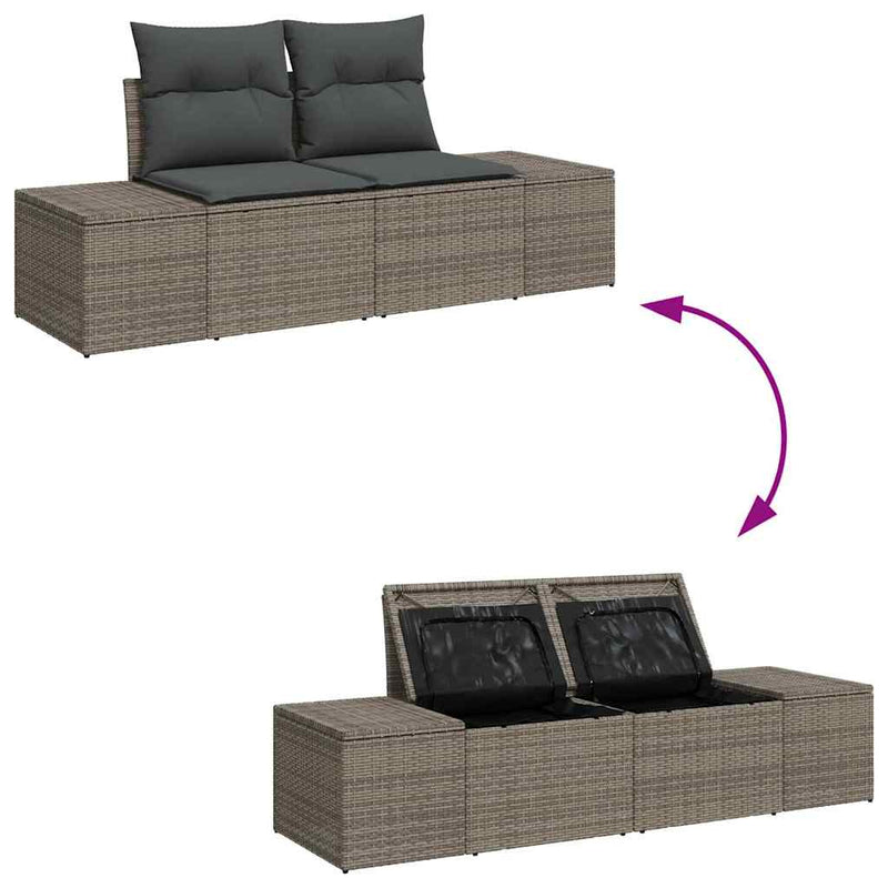 vidaXL Garden Sofa Set Height-Adjustable 7 pcs Grey Poly Rattan