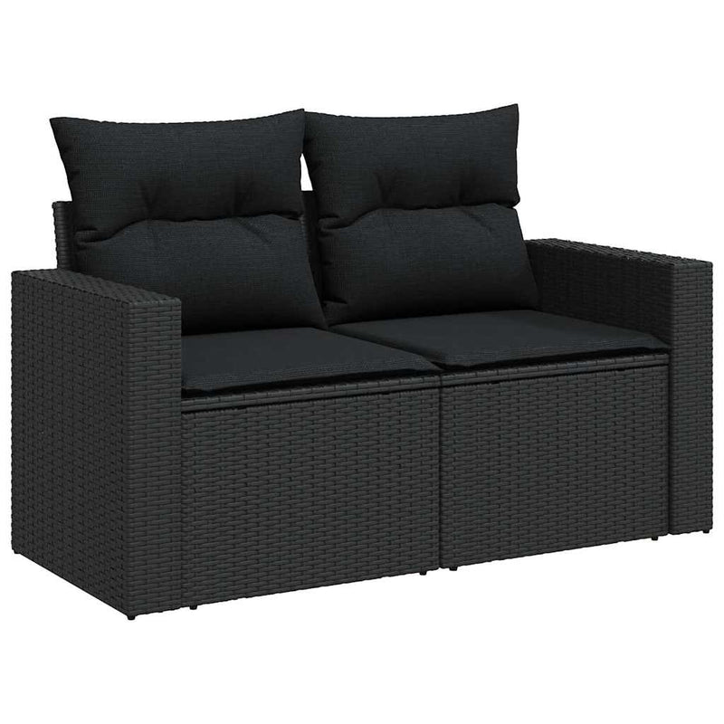 vidaXL Garden Sofa Set Height-Adjustable 12 pcs Black Poly Rattan