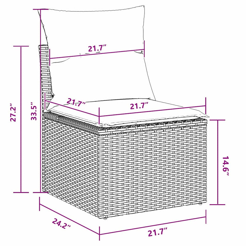 vidaXL Garden Sofa Set Height-Adjustable 10 pcs Black Poly Rattan