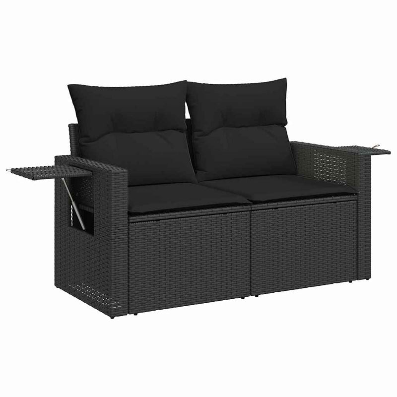 vidaXL Garden Sofa Set Height-Adjustable 10 pcs Black Poly Rattan