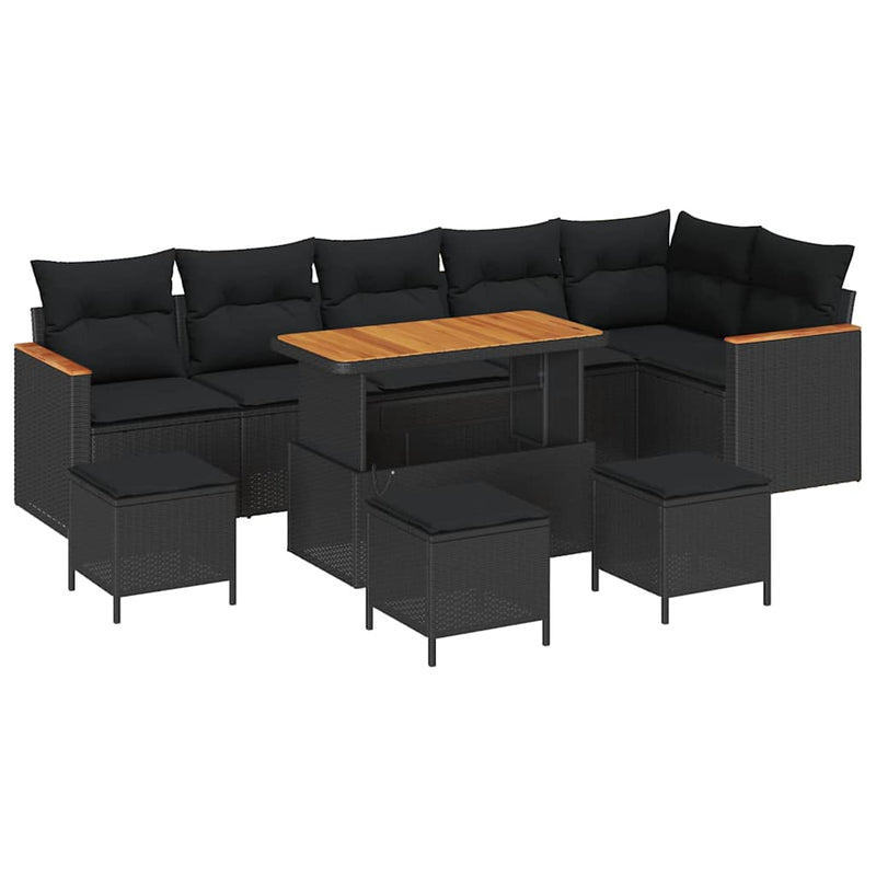 vidaXL Garden Sofa Set 10 pcs Black Poly Rattan