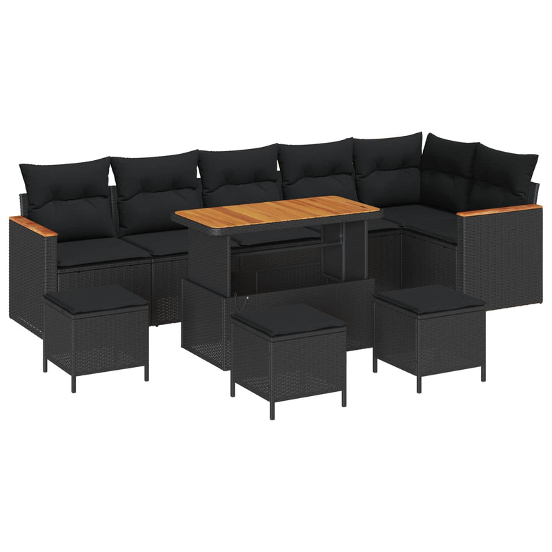 vidaXL Garden Sofa Set 10 pcs Black Poly Rattan
