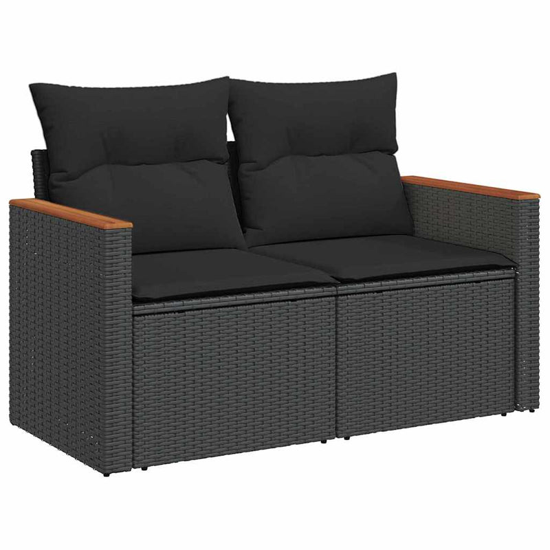 vidaXL Garden Sofa Set 10 pcs Black Poly Rattan