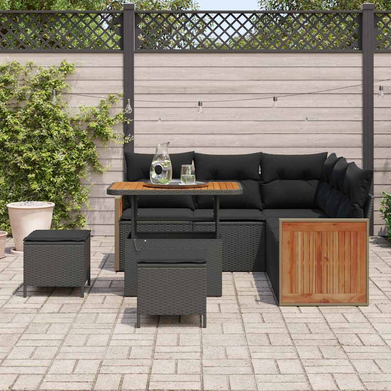 vidaXL Garden Sofa Set 8 pcs Black Poly rattan and powder-coated steel