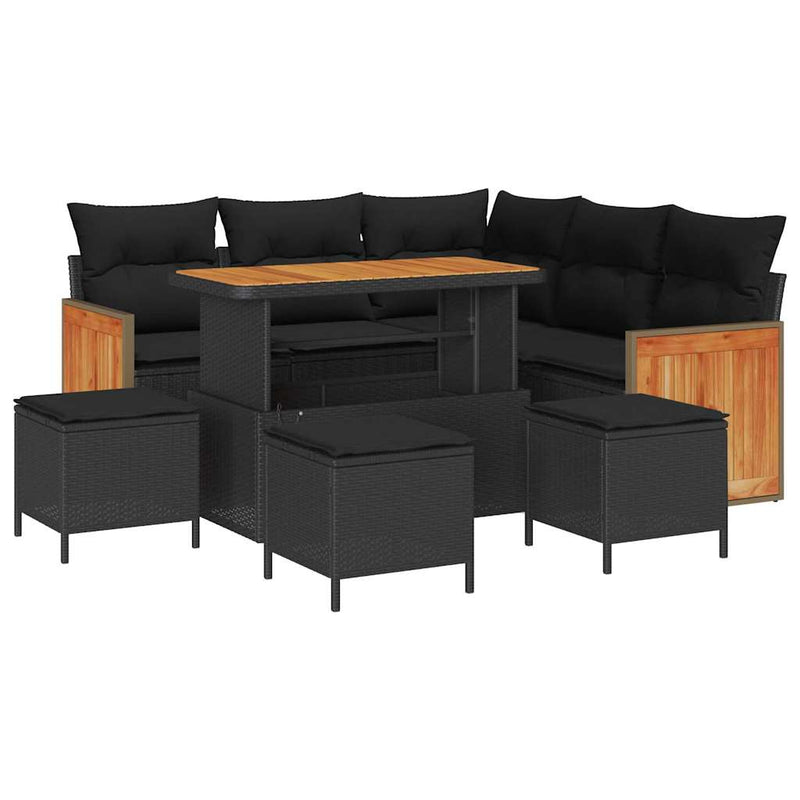 vidaXL Garden Sofa Set 9 pcs Black Poly rattan and powder-coated steel