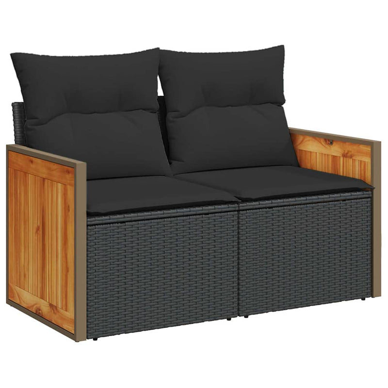 vidaXL Garden Sofa Set 9 pcs Black Poly rattan and powder-coated steel