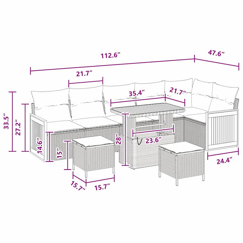 vidaXL Garden Sofa Set 9 pcs Black Poly Rattan and Powder-coated Steel
