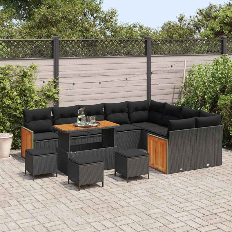 vidaXL Garden Sofa Set with Cushion 13 pcs Black 110 x 55 x 71 cm