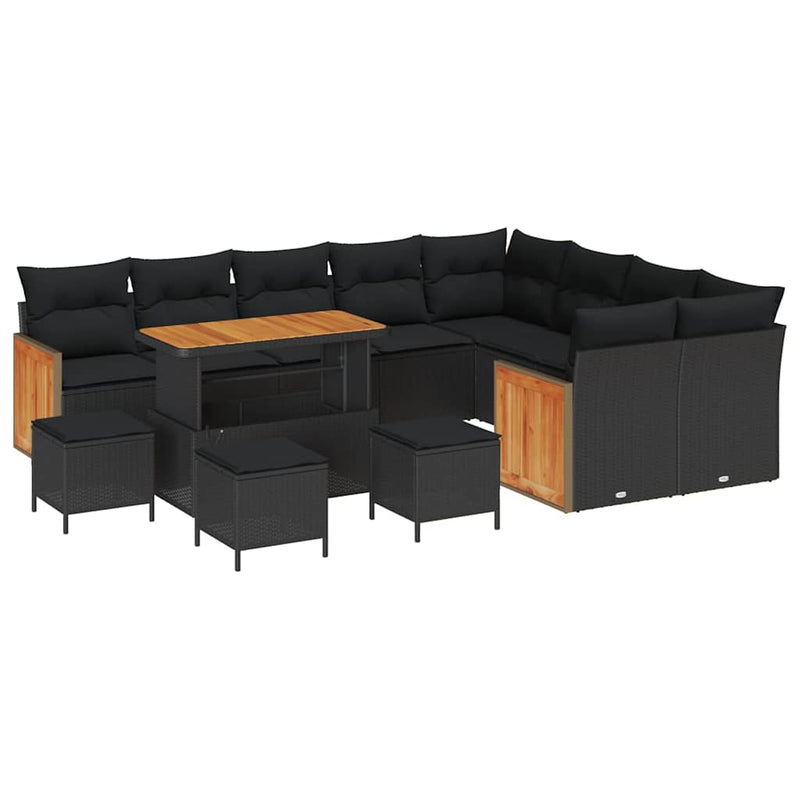 vidaXL Garden Sofa Set with Cushion 13 pcs Black 110 x 55 x 71 cm